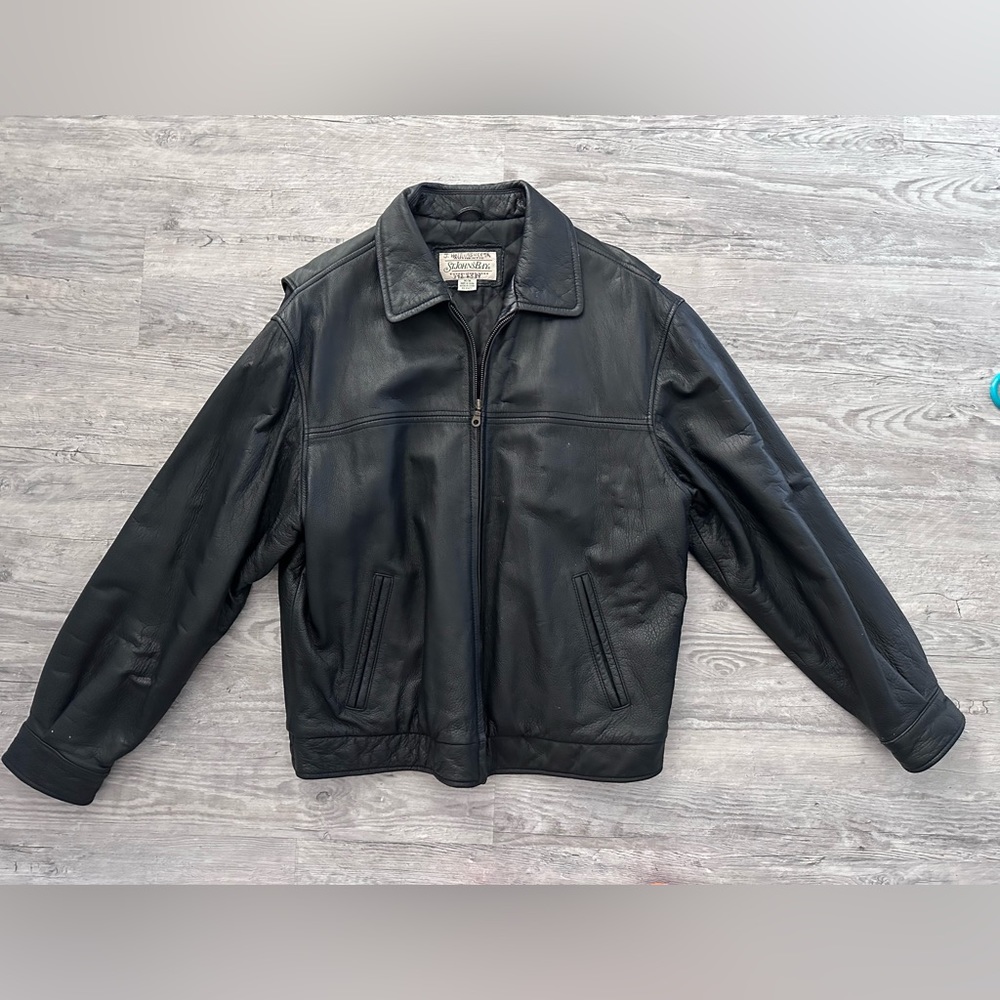 St. John’s Bay Black Leather Bomber Jacket
